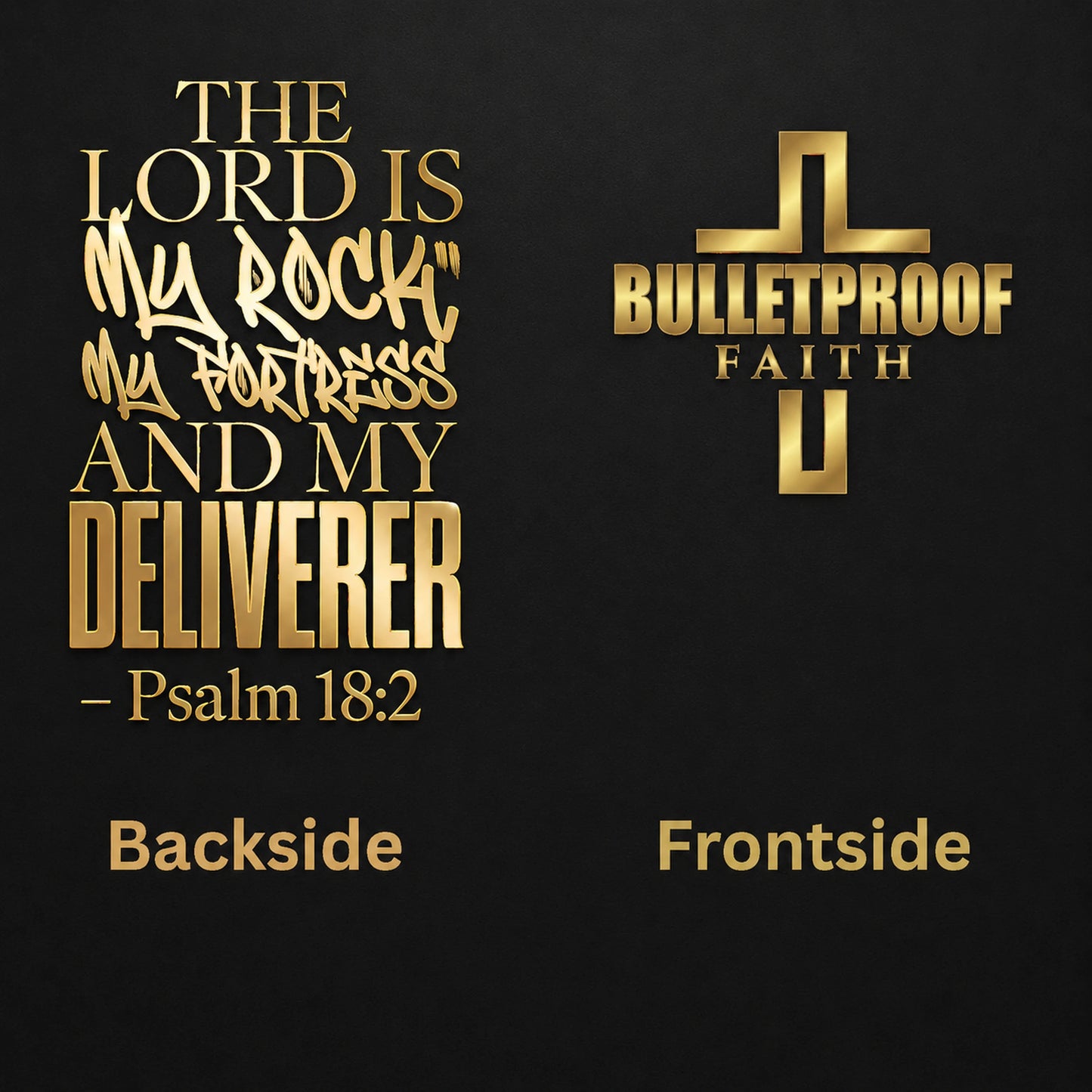 The Lord Is My Rock Design-Detail, Psalm 18,2 in Gold, Armor-Serie
