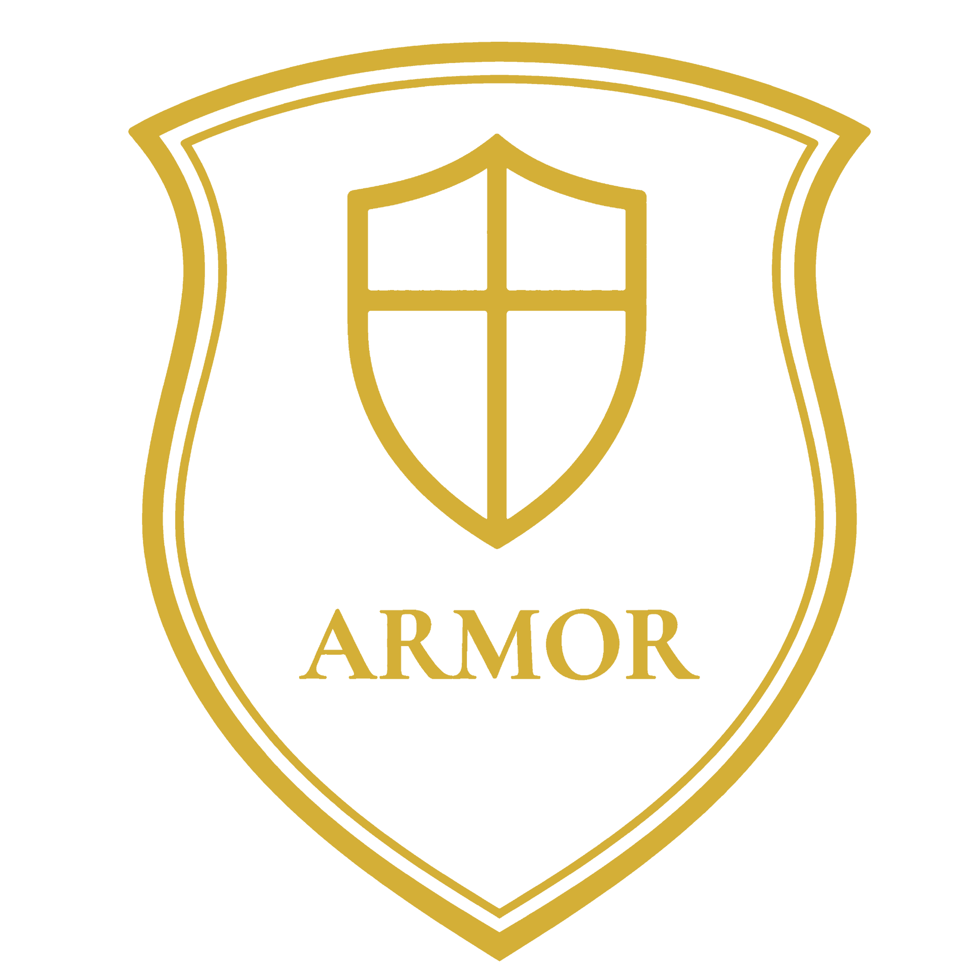 Nahaufnahme des goldenen Schild-Emblems auf dunklem Baumwollstoff, 8,3 cm Brustdruck