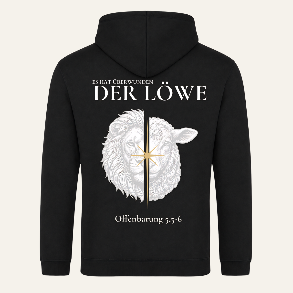 Bulletproof Faith College Hoodie French Navy, Rückenansicht mit Löwe & Lamm Design