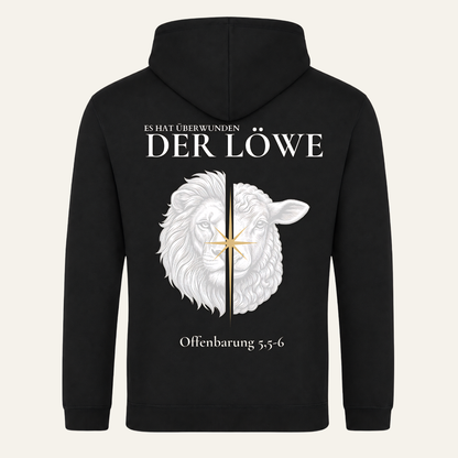 Bulletproof Faith College Hoodie French Navy, Rückenansicht mit Löwe & Lamm Design