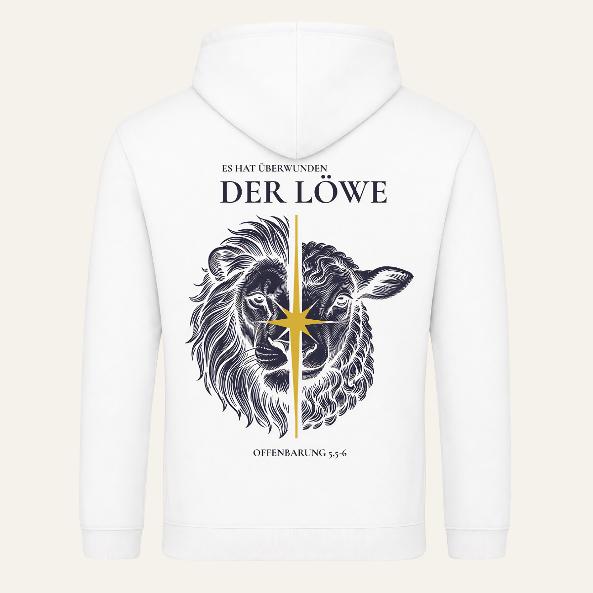 Bulletproof Faith College Hoodie in Off-White mit Löwe & Lamm Rückendruck, CROWN Linie