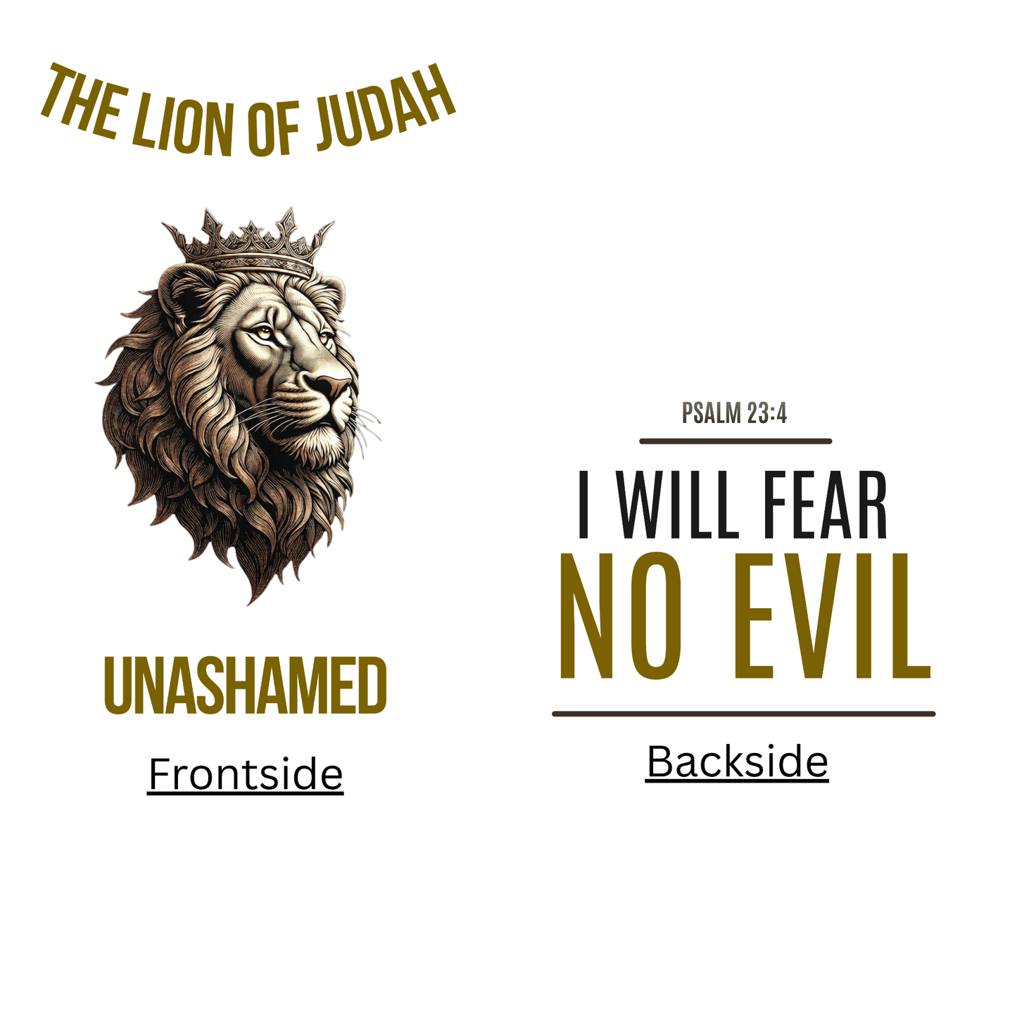 The Lion of Judah mit Krone, Psalm 23,4 I Will Fear No Evil Goldprint Detail