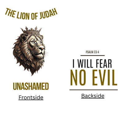 The Lion of Judah mit Krone, Psalm 23,4 I Will Fear No Evil Goldprint Detail