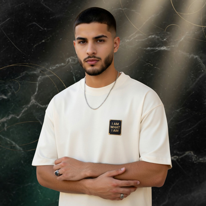 I AM WHAT I AM Oversized Premium T-Shirt mit Lion of Judah Design – Bulletproof Faith
