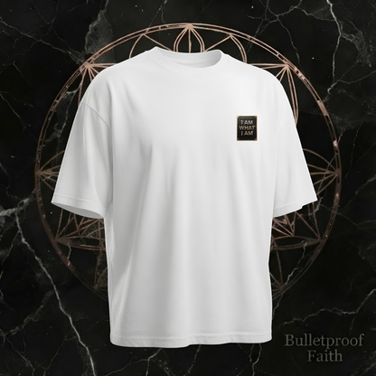 I AM WHAT I AM Oversized Premium T-Shirt mit Lion of Judah Design – Bulletproof Faith