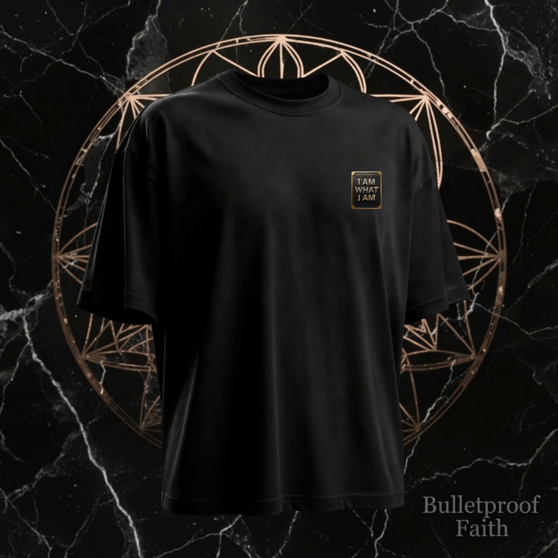 I AM WHAT I AM Oversized Premium T-Shirt mit Lion of Judah Design – Bulletproof Faith
