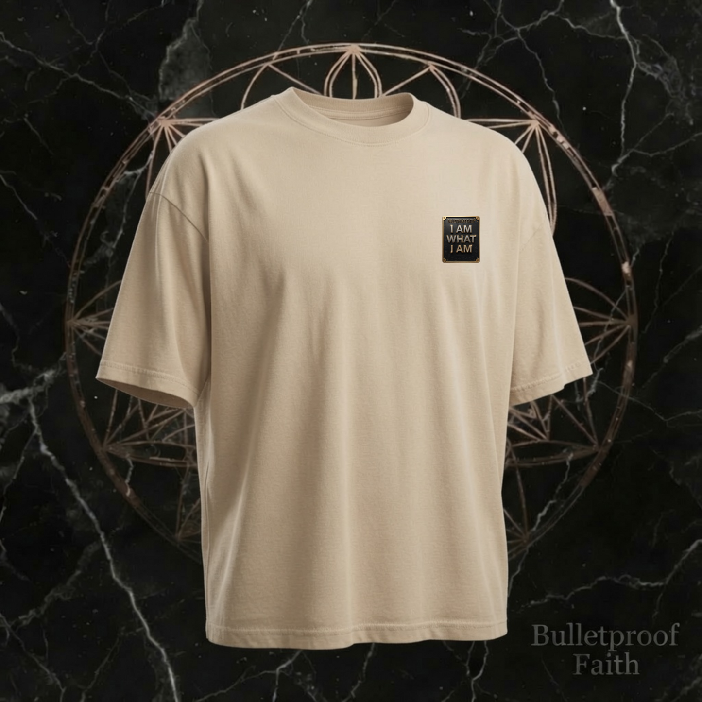 I AM WHAT I AM Oversized Premium T-Shirt mit Lion of Judah Design – Bulletproof Faith