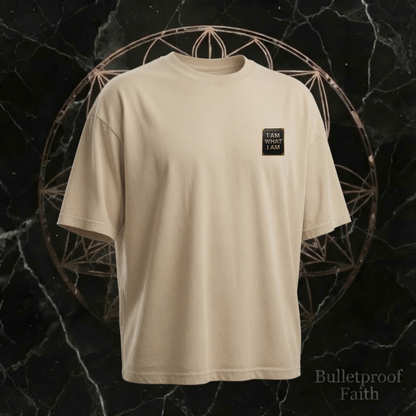 I AM WHAT I AM Oversized Premium T-Shirt mit Lion of Judah Design – Bulletproof Faith