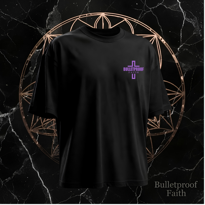 Bulletproof Faith Oversized Shirt Black – kleines Brustlogo mit Kreuz