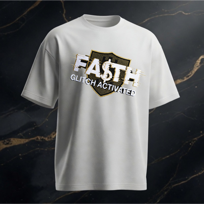 FAITH GLITCH ACTIVATED Higher Blanks Premium T-Shirt in heller Farbe mit modernem glitchigem Faith-Design