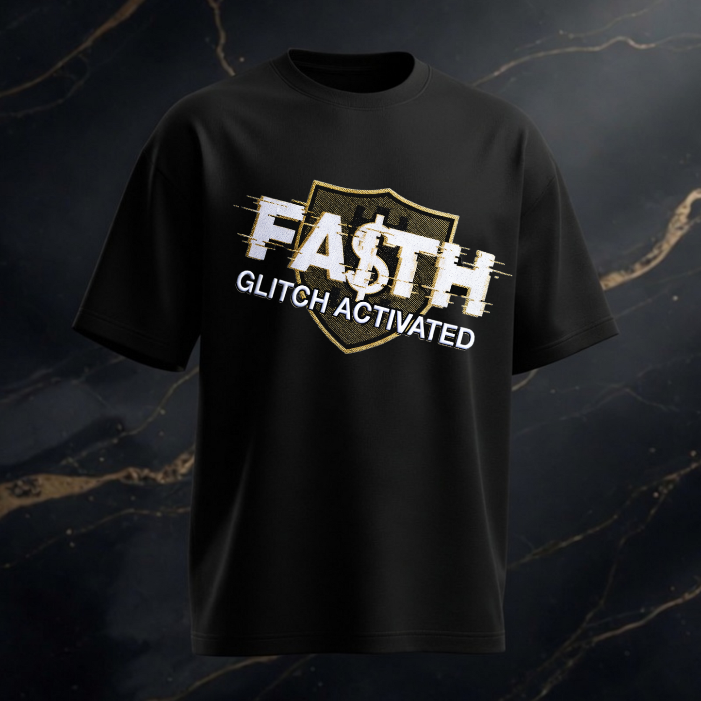 FAITH GLITCH ACTIVATED Higher Blanks Premium T-Shirt in Bewegung – hochwertige Qualität mit starkem Glaubens-Statement