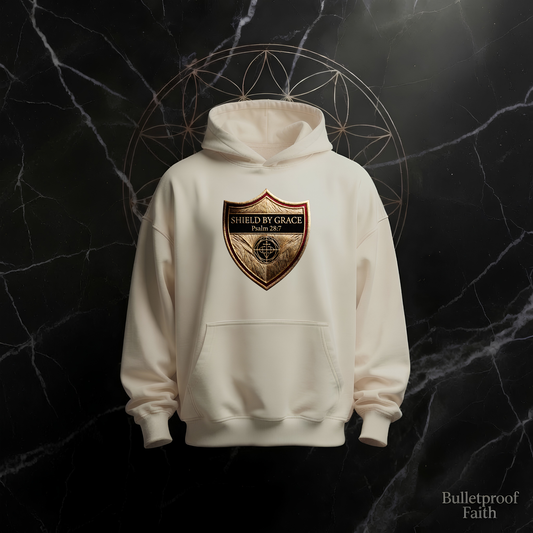 Shield by Grace Psalm 28:7| Premium Oversized Hoodie