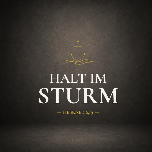 Design „Halt im Sturm" – goldenes Anker-Motiv mit Schriftzug in Serifentypografie, Anchor-Serie von Bulletproof Faith