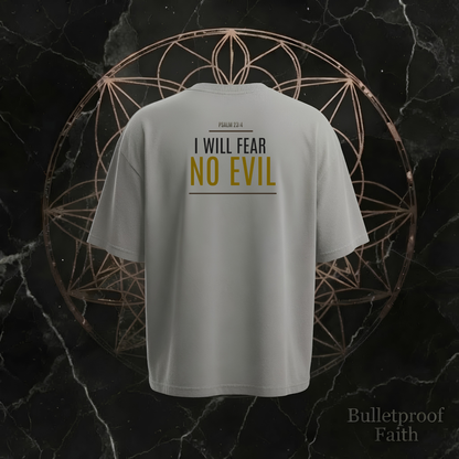 Psalm 23:4 I Will Fear No Evil Premium Tee Washed Grey – Rückseite mit kraftvollem Faith Statement
