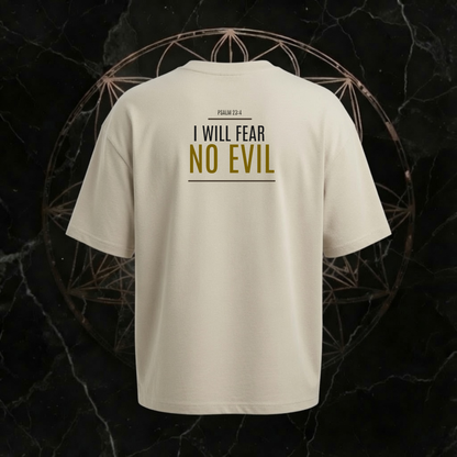Psalm 23:4 I Will Fear No Evil Premium Tee Washed Grey – Rückseite mit kraftvollem Faith Statement