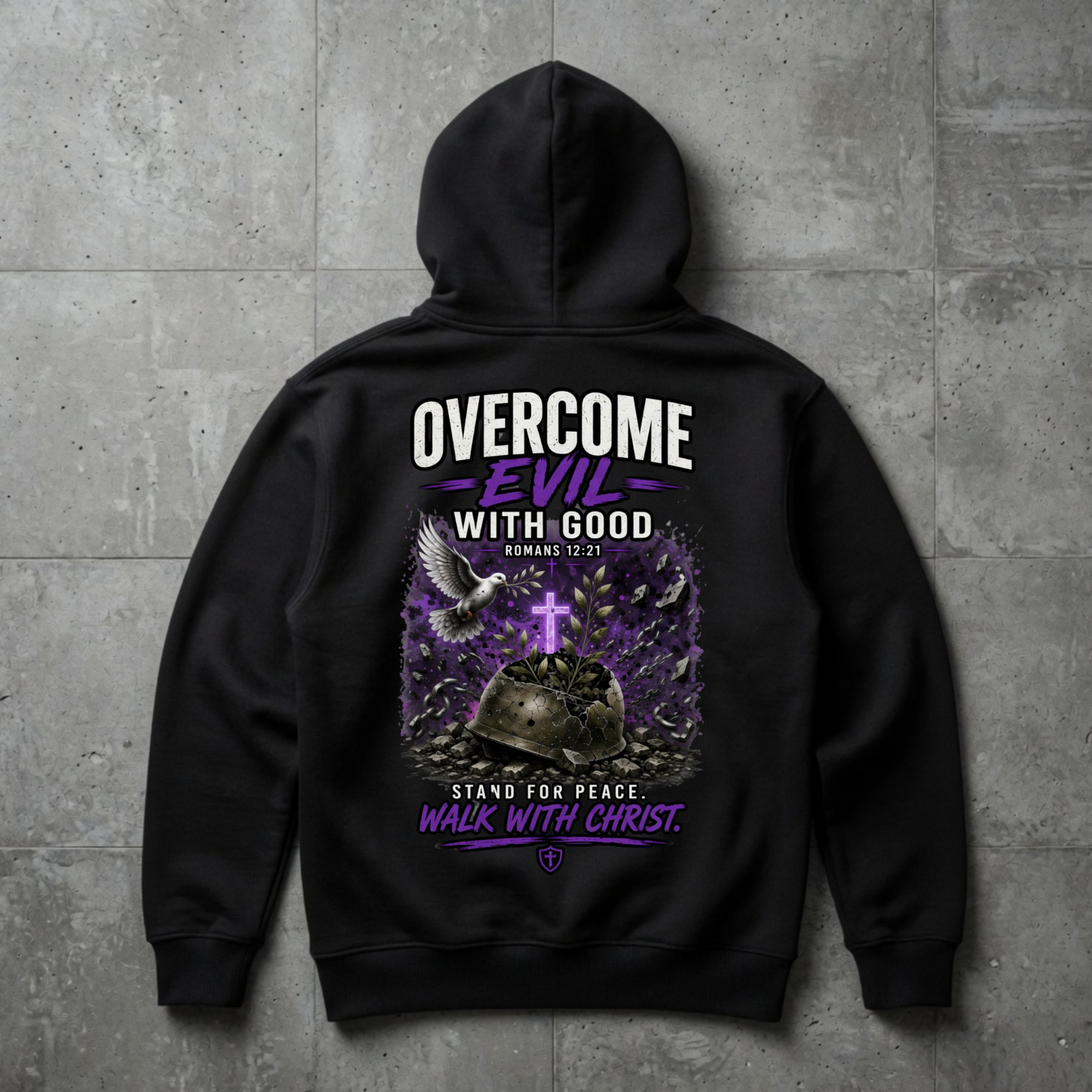 Besiege das Böse mit dem Guten | Oversized Heavy Hoodie – WAR PEACE AND LOVE Kollektion