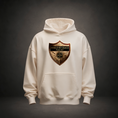 Shield by Grace Premium Oversized Hoodie in Natural Raw, Frontansicht
