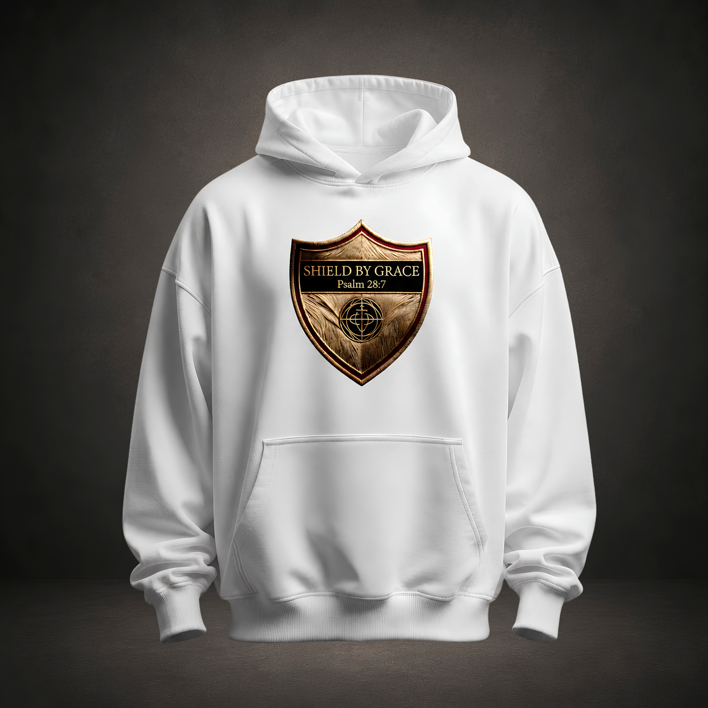 Shield by Grace Premium Oversized Hoodie in Weiss, Frontansicht