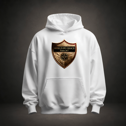 Shield by Grace Premium Oversized Hoodie in Weiss, Frontansicht