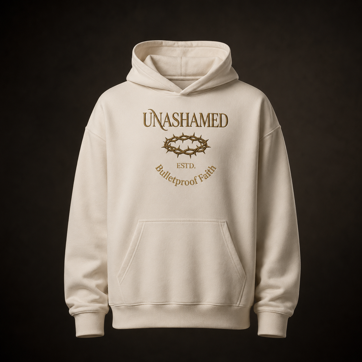 Unashamed Premium Oversized Hoodie in Natural Raw, Frontansicht