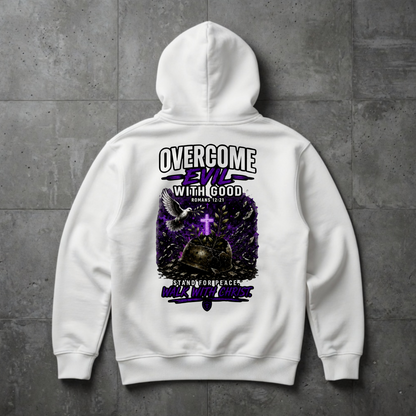 Besiege das Böse mit dem Guten | Oversized Heavy Hoodie – WAR PEACE AND LOVE Kollektion