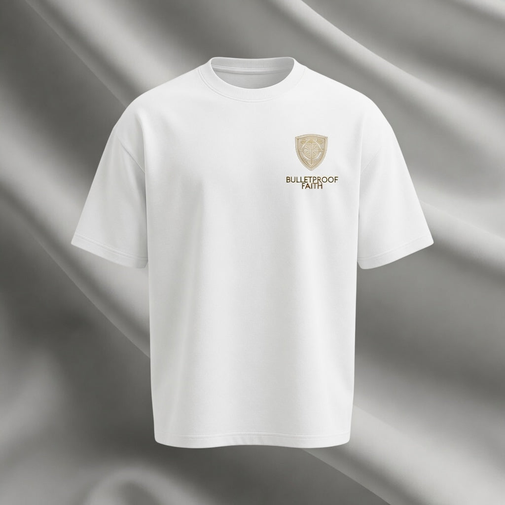 Oversized Premium T-Shirt Shield by Grace in Bone White – edles Christian Streetwear Design