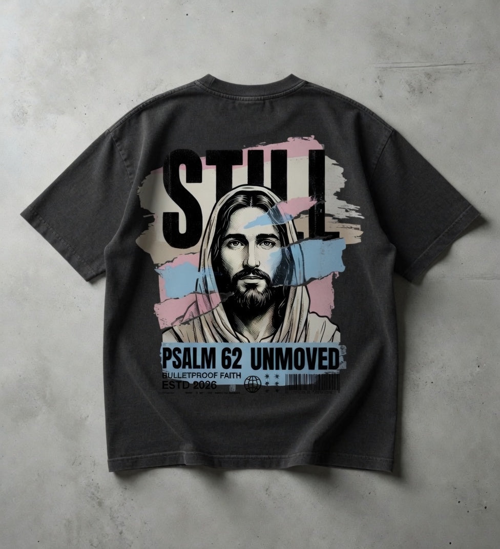 Übergroßes Shirt Streetwear mit Haltung „Psalm 62 Unmoved“ | Jung Christian Kollektion