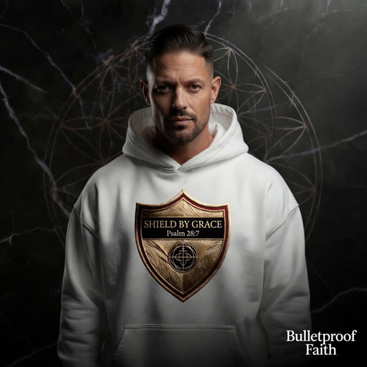 Shield by Grace Psalm 28:7| Premium Oversized Hoodie