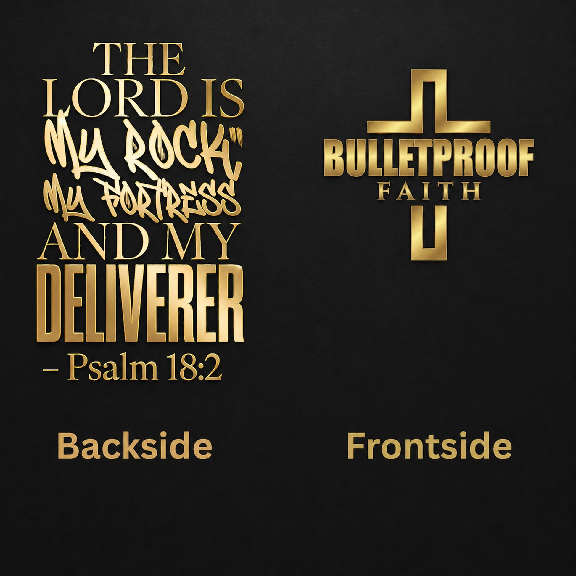 The Lord Is My Rock Design-Detail, Psalm 18,2 in Gold, Armor-Serie