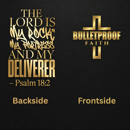 The Lord Is My Rock Design-Detail, Psalm 18,2 in Gold, Armor-Serie