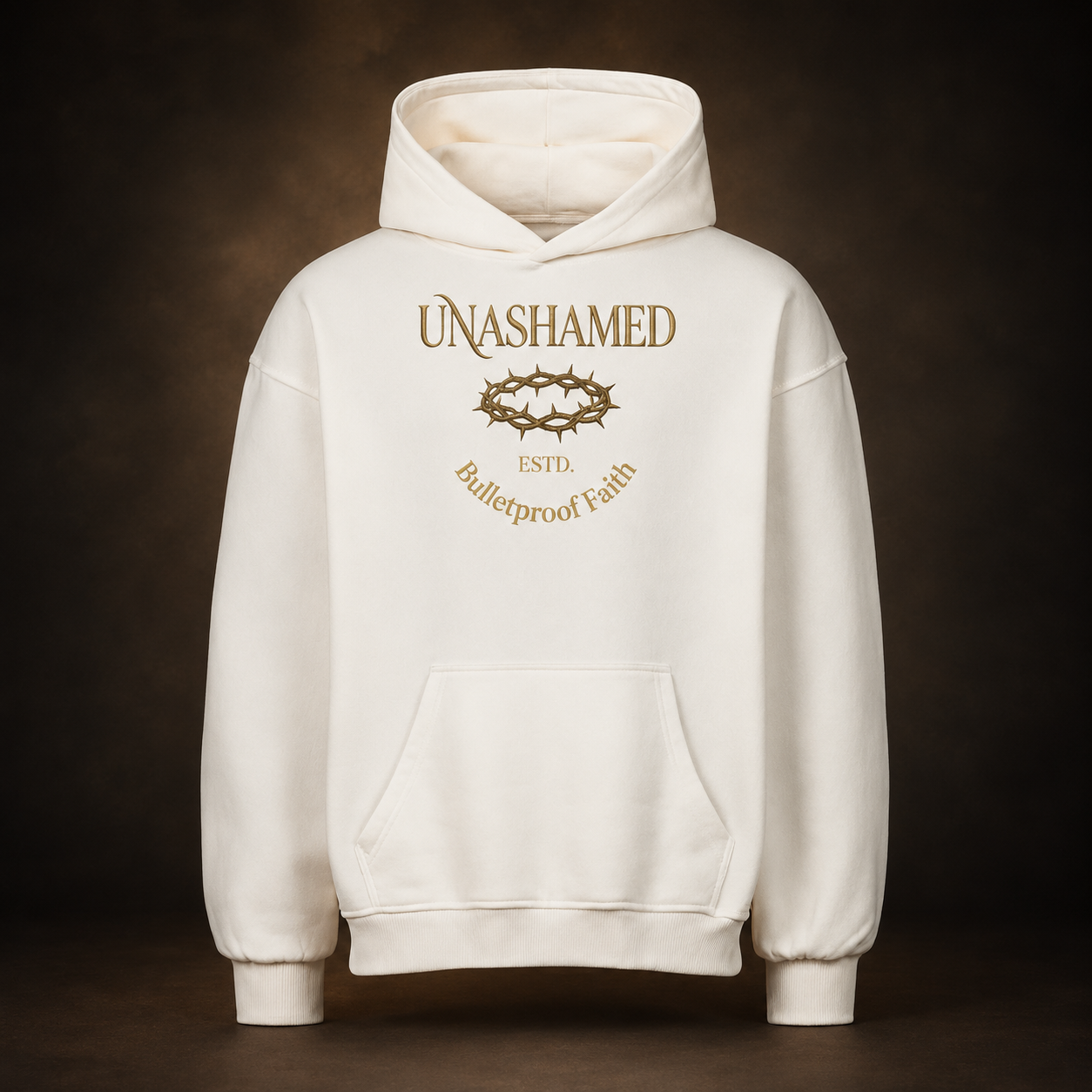 Unashamed Premium Oversized Hoodie in Weiss, Frontansicht